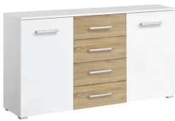 Kommode BURANO 140 x 81 cm Alpinweiß/Sonoma Eiche