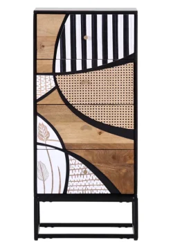 Kommode DAKOTA Mango massiv 110 x 50 x 42 cm gebeizt Mehrfarbig/Schwarz