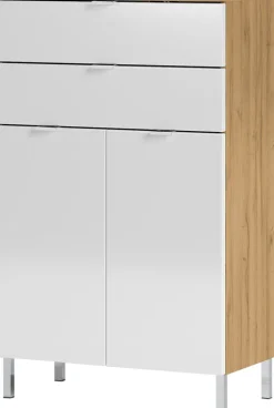 Kommode FEY 60 x 97 cm Eiche/ HG Weiß