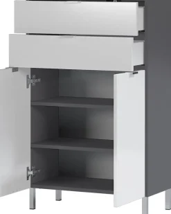 Kommode FEY 60 x 97 cm Graphit/ Weiß