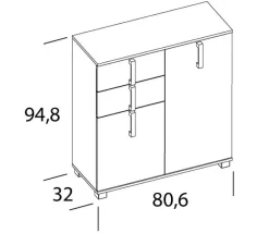 Kommode LUCA 80,6 x 94,8 cm weiß/ Eiche Landhaus