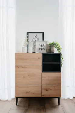 Kommode NOLA 80 x 90 cm Artisan Oak/schwarz