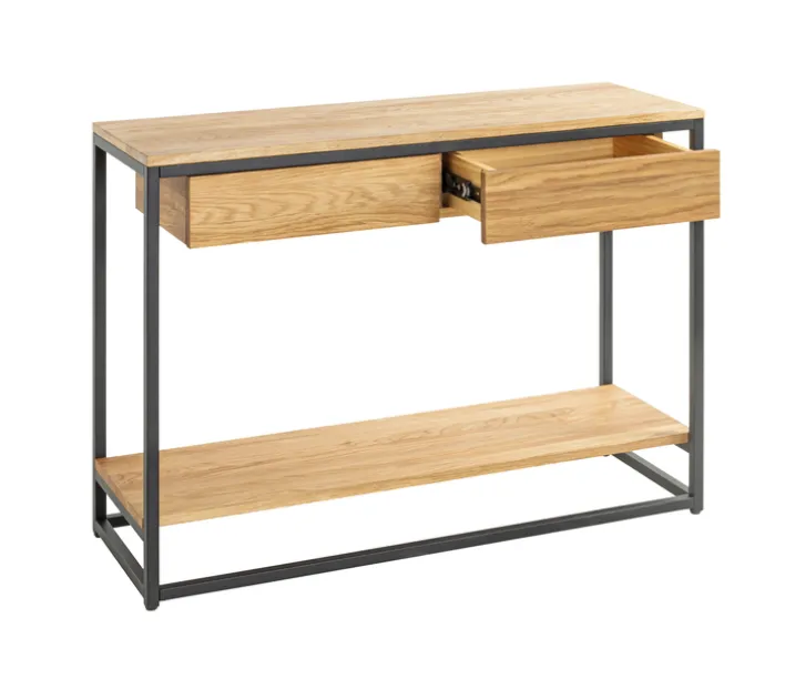 Konsole 100cm Eiche massiv/schwarz