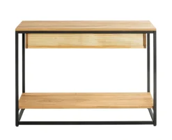 Konsole 100cm Eiche massiv/schwarz