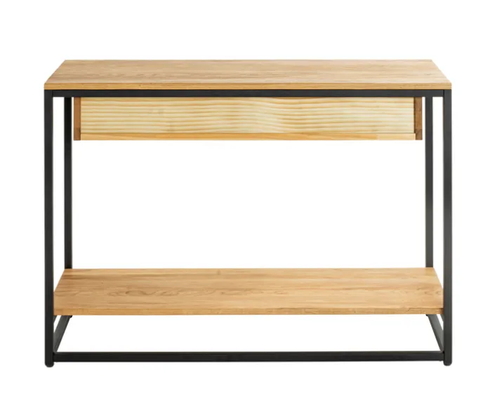 Konsole 100cm Eiche massiv/schwarz