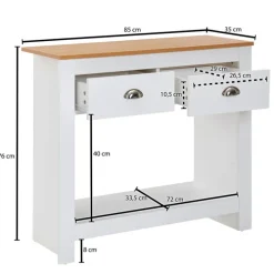 Konsolentisch 85 x 76 cm Eiche weiss braun