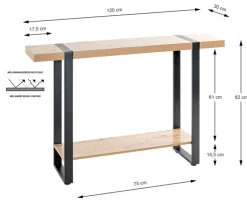 Konsolentisch 120 x 30 cm Schwarz/ Eiche
