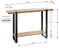 Konsolentisch 120 x 30 cm Schwarz/ Eiche dunkel