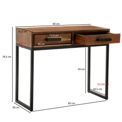 Konsolentisch 90 x 77 cm Sheesham braun schwarz