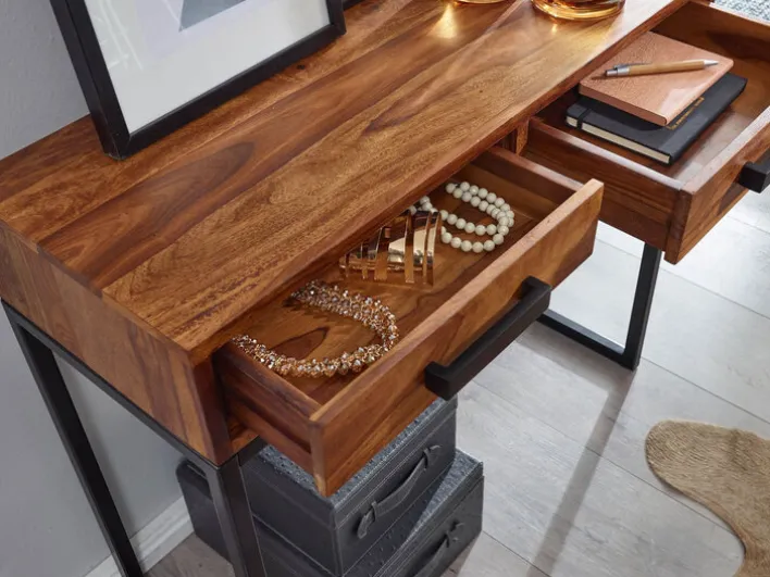 Konsolentisch 90 x 77 cm Sheesham braun schwarz