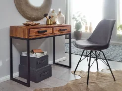 Konsolentisch 90 x 77 cm Sheesham braun schwarz