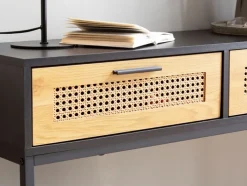 Konsolentisch 100 x 75 x 30 cm Schwarz/ Wiener Geflecht