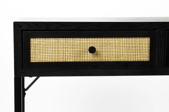 Konsolentisch JOANNA 120 x 76 cm Rattangeflecht/schwarz