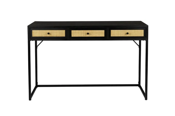 Konsolentisch JOANNA 120 x 76 cm Rattangeflecht/schwarz