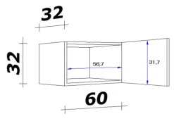 Kurz-Oberschrank PETE weiß 60 cm
