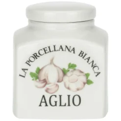 LA PORCELLANA BIANCA Aufbewahrungsdose CONSERVA Aglio 10,5 cm Porzellan weiß