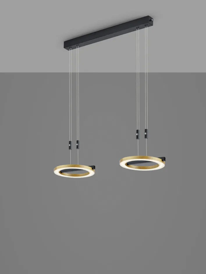 LED Balkenpendel NELLA 2-flg Holz /schwarz