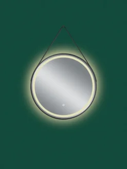 LED-Spiegel FINCHEN Ø 60 cm Spiegelglas/schwarz