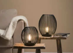 LEONARDO Laterne mit LED 18,5 cm schwarz