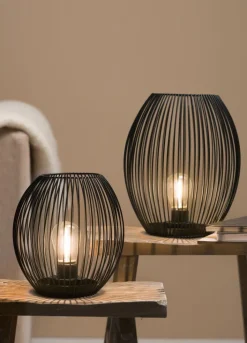 LEONARDO Laterne mit LED 18,5 cm schwarz