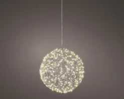 Lichtobjekt LED-Kugel GLOW I Metall Kugelform Ø 28 cm Grau