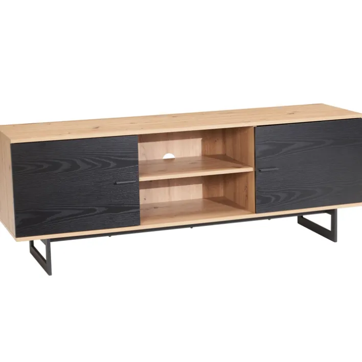 Lowboard 150 x 55 cm Eiche-Dekor/Schwarz