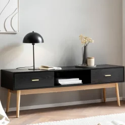 Lowboard 150 x 50 cm Schwarz/Braun