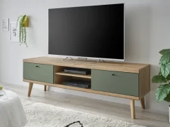 Lowboard ALVA 160 x 50 cm Salbeifarbig/braun