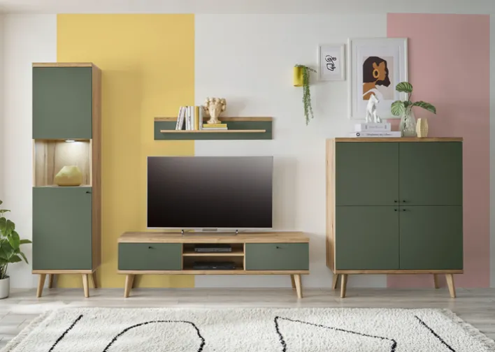 Lowboard ALVA 160 x 50 cm Salbeifarbig/braun