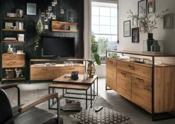 Lowboard FRAME 115 x 60 cm Eiche massiv natur geölt/schwarz