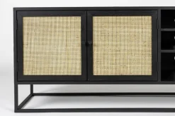 Lowboard JOANNA 150 x 55 cm Rattangeflecht/schwarz