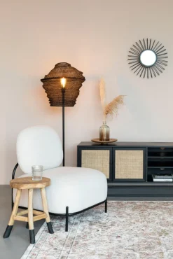 Lowboard JOANNA 150 x 55 cm Rattangeflecht/schwarz