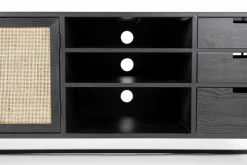 Lowboard JOANNA 150 x 55 cm Rattangeflecht/schwarz