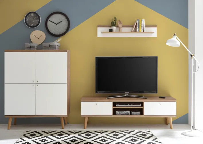 Lowboard LENA_MERLE 160 cm Eiche Riviera NB/ weiß matt