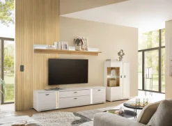 Lowboard LONG ISLAND 200 cm weiß/ Wotan Eiche