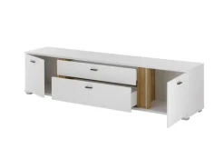 Lowboard LONG ISLAND 200 cm weiß/ Wotan Eiche