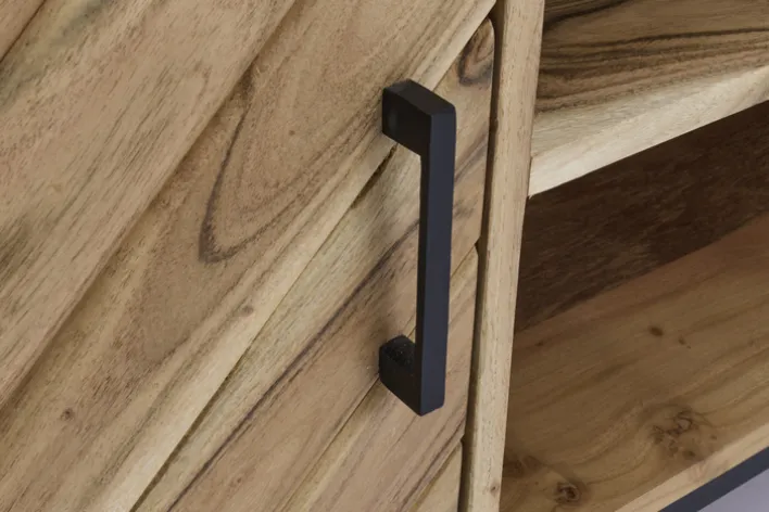 Lowboard LUANDA 160 x 55 cm Akazie Massivholz/schwarz