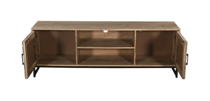 Lowboard LUANDA 160 x 55 cm Akazie Massivholz/schwarz