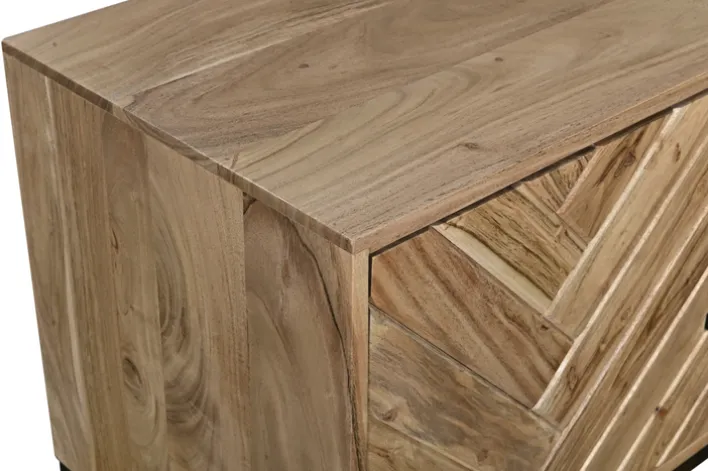 Lowboard LUANDA 160 x 55 cm Akazie Massivholz/schwarz