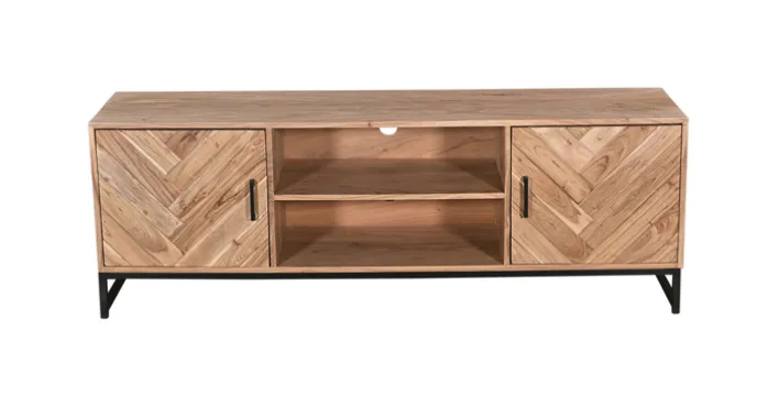 Lowboard LUANDA 160 x 55 cm Akazie Massivholz/schwarz