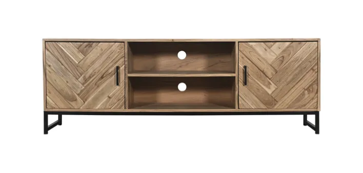 Lowboard LUANDA 160 x 55 cm Akazie Massivholz/schwarz