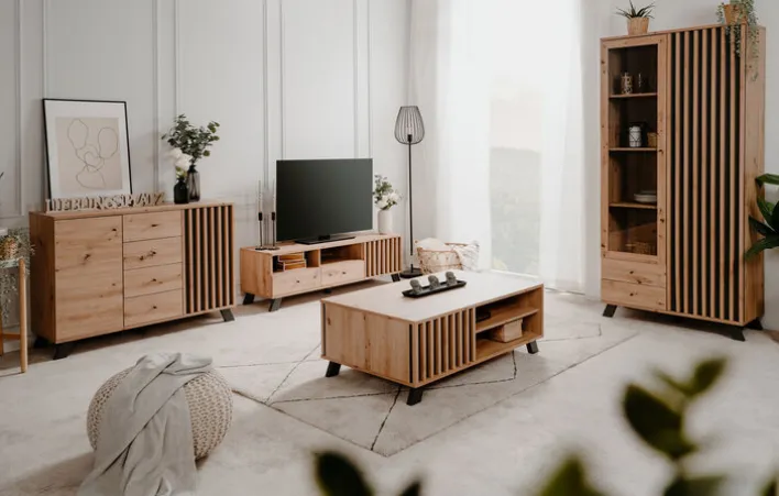 Lowboard MEDAN 138 x 44 cm Artisan Oak / anthrazit