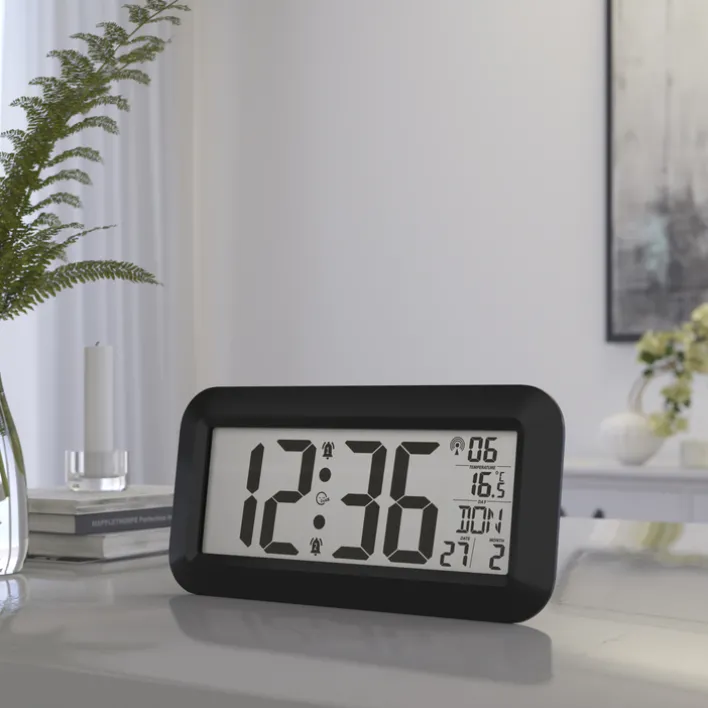 Mebus Digitaluhr Kunststoff 42 x 3 x 20 cm Schwarz