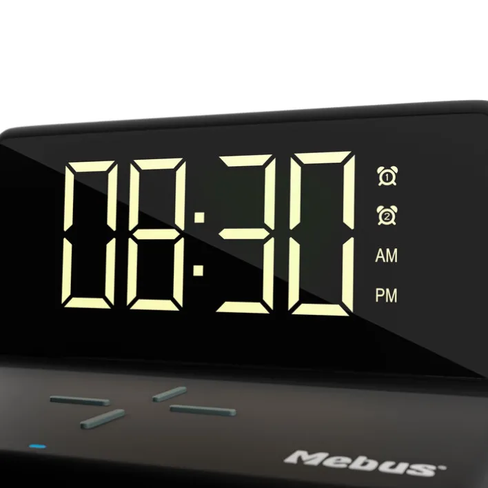 Mebus Digitalwecker mit Aufladefunktion schwarz