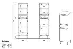 Midischrank SOPHIE 34x120x34 weiß/Grandson-Eiche Nb.