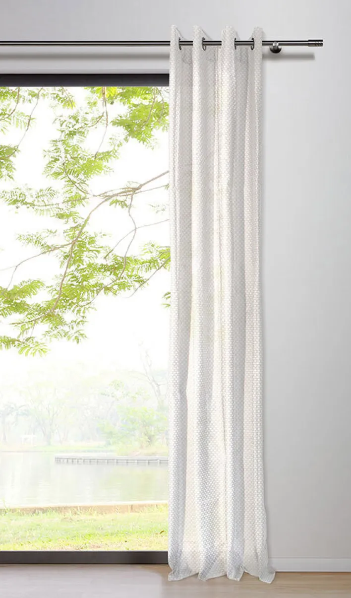 my deco Ösenvorhang DOT 135 x 245 cm weiß