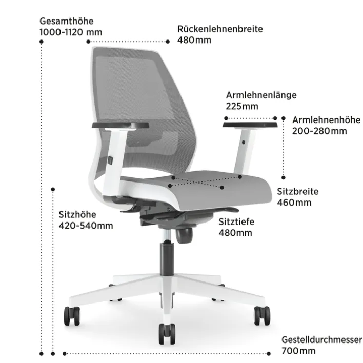 Nowy Styl Drehstuhl KENARI weiß/ grau