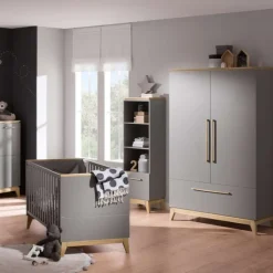 PAIDI Kinder-Drehtürenschrank STEN grau/ braun