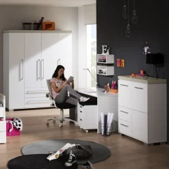 PAIDI Kleiderschrank KIRA Kreideweiß/ Eiche-Nautik