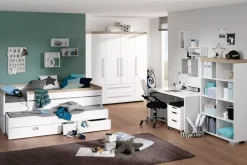 PAIDI Kleiderschrank KIRA Kreideweiß/ Eiche-Nautik